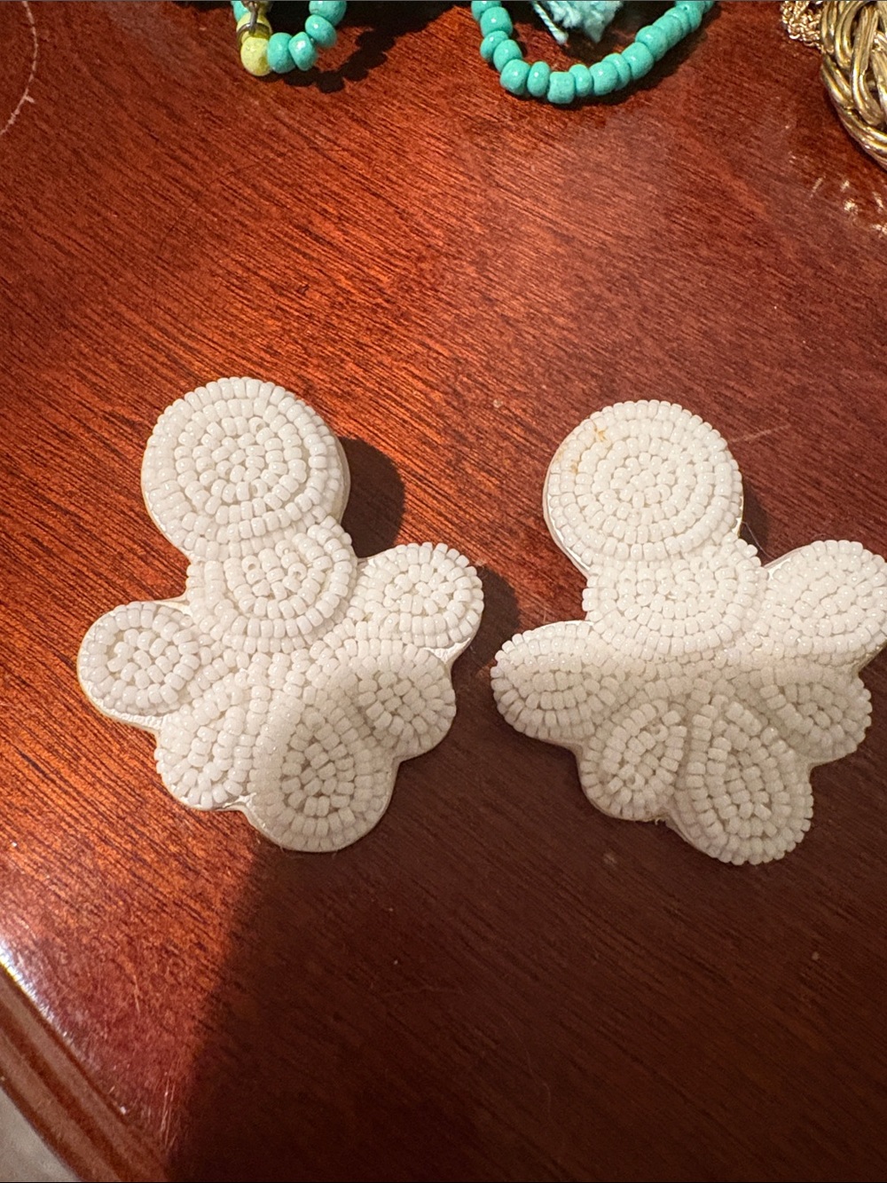 J CREW White Beaded Floral Statement Earrings - Women Accessories